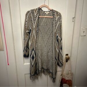 Style & Co. Geometric Patterned Fringe Cardigan